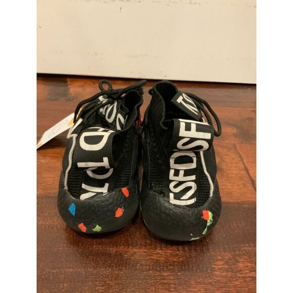 TSFD Black Mid-Top Top Sock Sneakers w/ Splatter Soles, Size 7 (US) 38 (EU) - Picture 5 of 7